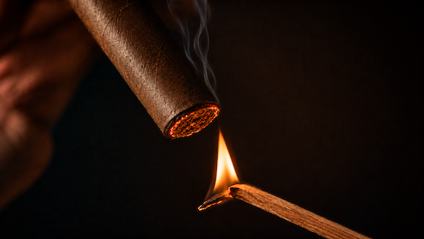 Cedar spill — lighting a cigar with Spanish cedar