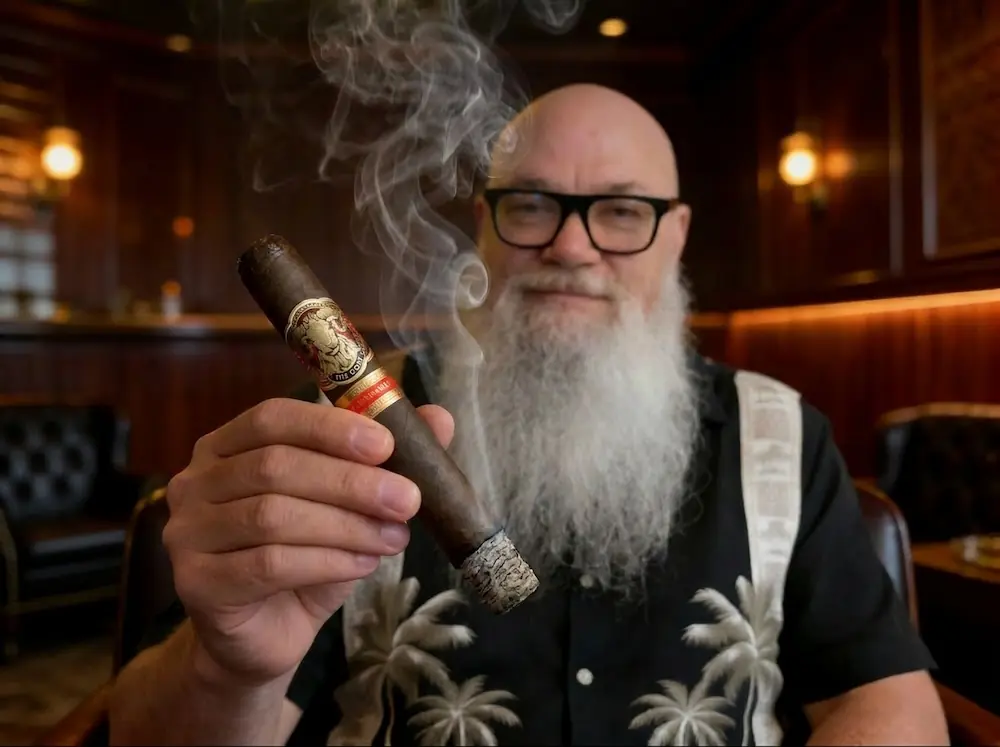 Nasser The Goat by AJ Fernandez — cigar in hand